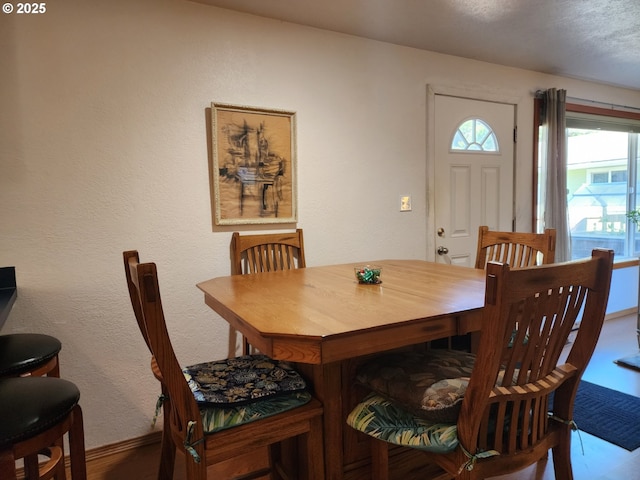 dining space featuring baseboards