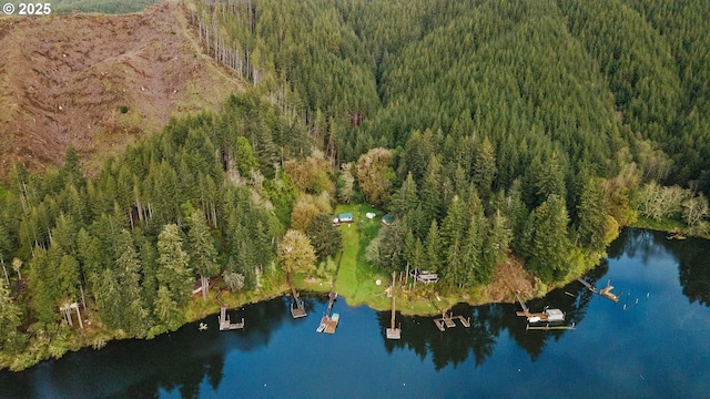 1298 N Tenmile, Lakeside, OR 97449 - drone / aerial view with a forest view and a water view