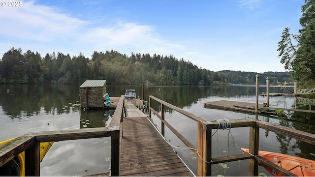 1298 N Tenmile, Lakeside, OR 97449 - view of dock with a forest view and a water view