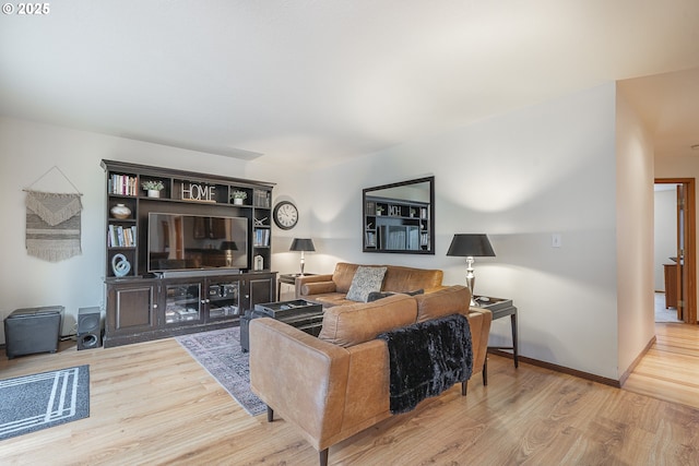 living room featuring light wood-type flooring