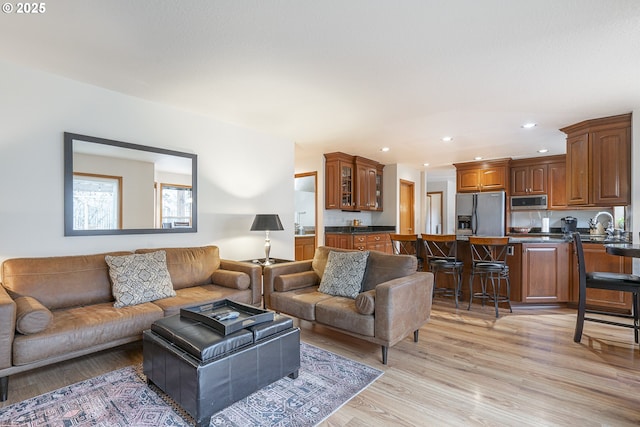 living room featuring light wood-type flooring