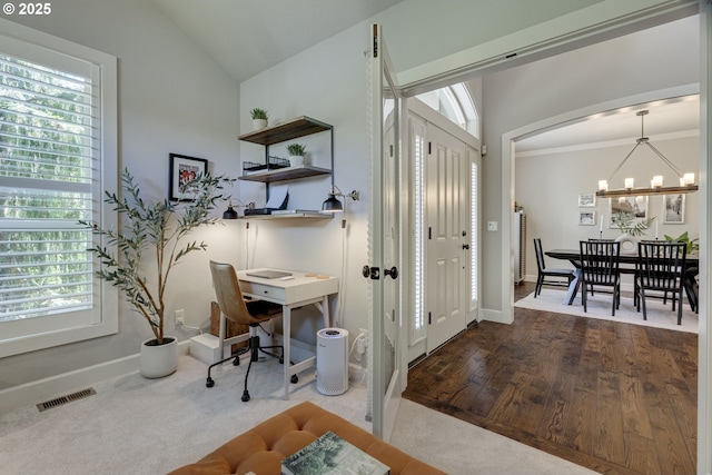 865 SW Trillium Ln, Portland, OR 97219 - foyer featuring a chandelier, plenty of natural light, and vaulted ceiling