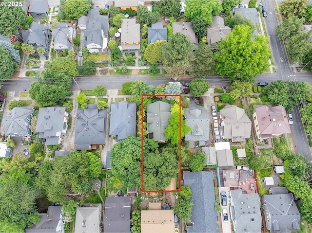 2516 NE Clackamas St, Portland, OR 97232 - aerial perspective of suburban area with property boundaries highlighted