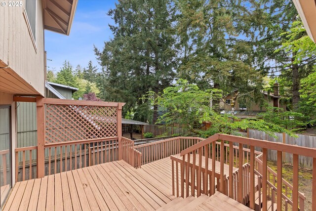 deck featuring a fenced backyard