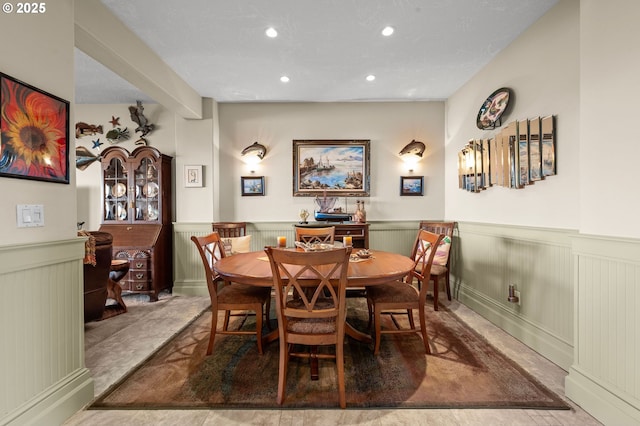 12 NW 17th Pl, Warrenton, OR 97146 - dining area featuring a wainscoted wall, a decorative wall, and recessed lighting