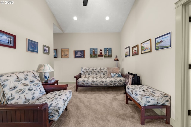 12 NW 17th Pl, Warrenton, OR 97146 - living room featuring carpet floors, ceiling fan, and recessed lighting