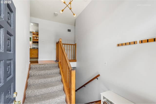 6750 SW Parkwest Ln, Portland, OR 97225 - stairway featuring lofted ceiling