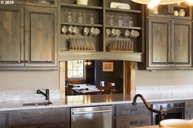 bar with a sink and dishwasher