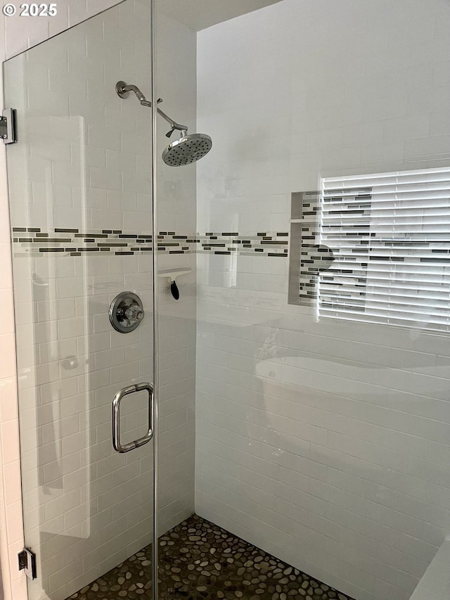 bathroom with a shower stall