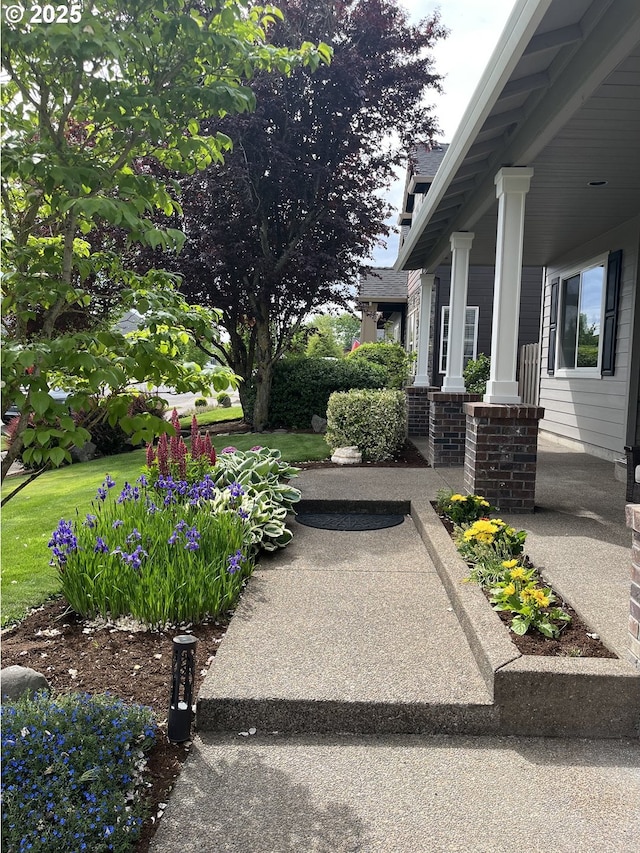 view of yard featuring a porch