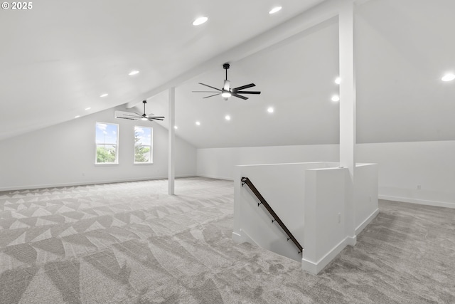 413 S Trade St, Amity, OR 97101 - bonus room featuring light carpet, lofted ceiling, recessed lighting, baseboards, and a ceiling fan
