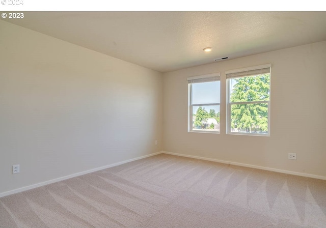 unfurnished room featuring carpet floors and a textured ceiling