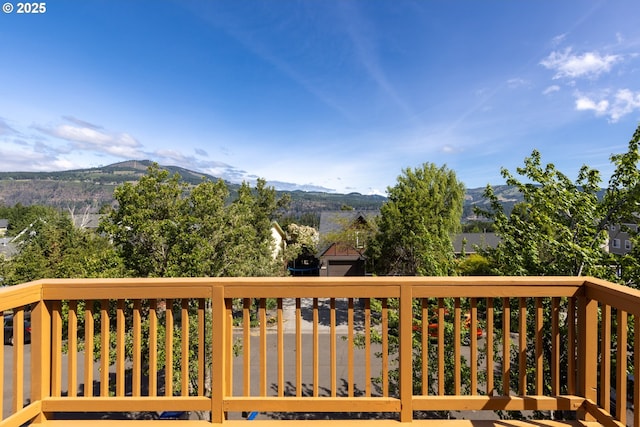 deck featuring a mountain view