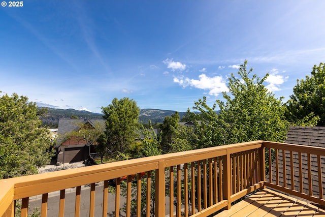 deck with a mountain view