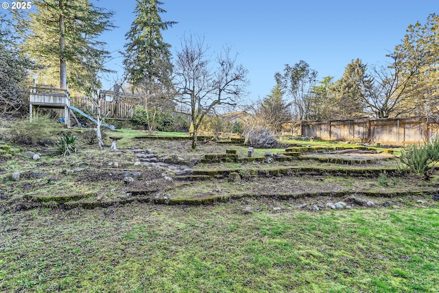 view of yard with fence