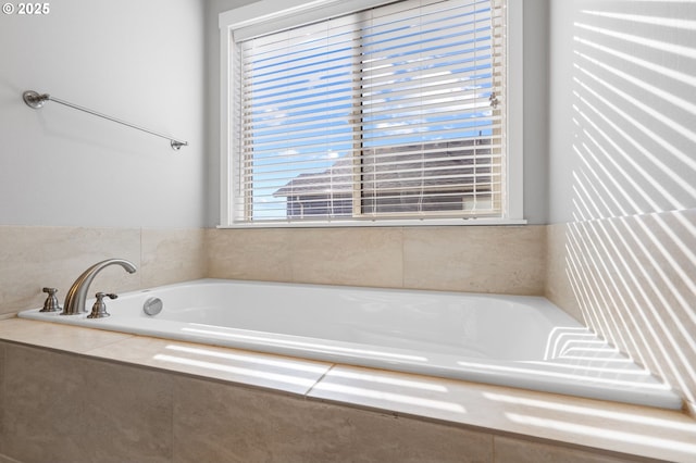 bathroom featuring a garden tub