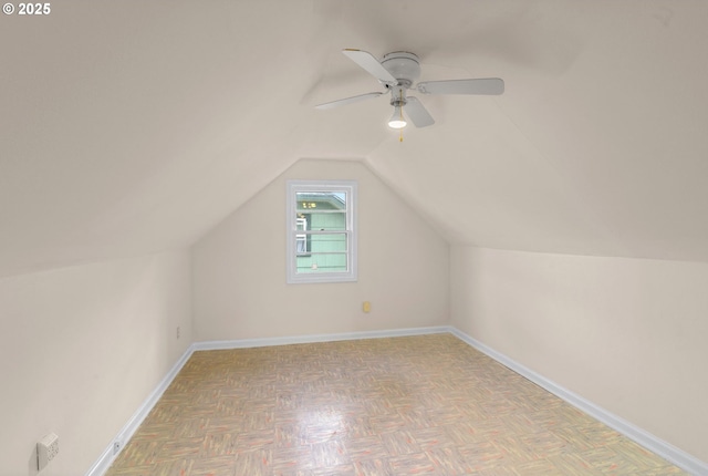 6356 N Omaha Ave, Portland, OR 97217 - bonus room with lofted ceiling, baseboards, and ceiling fan