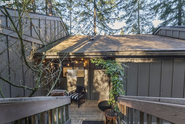 view of home's exterior with a deck