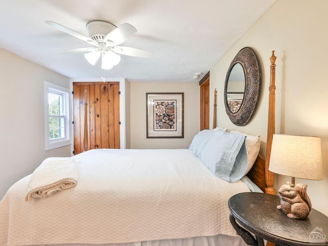 bedroom featuring ceiling fan