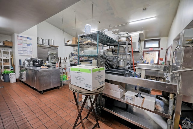 kitchen with lofted ceiling