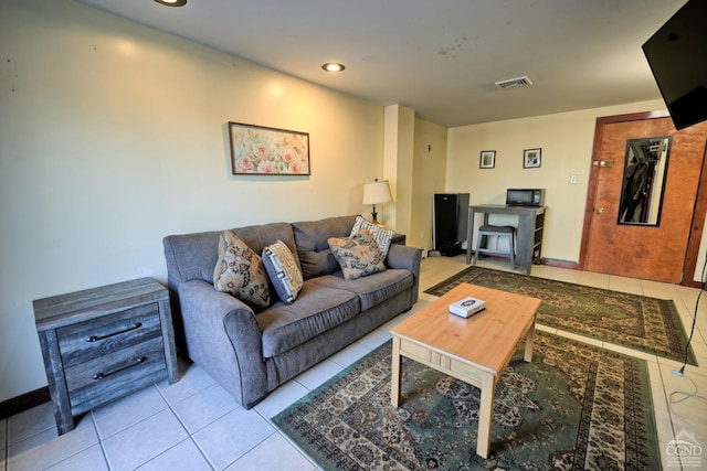 view of tiled living room