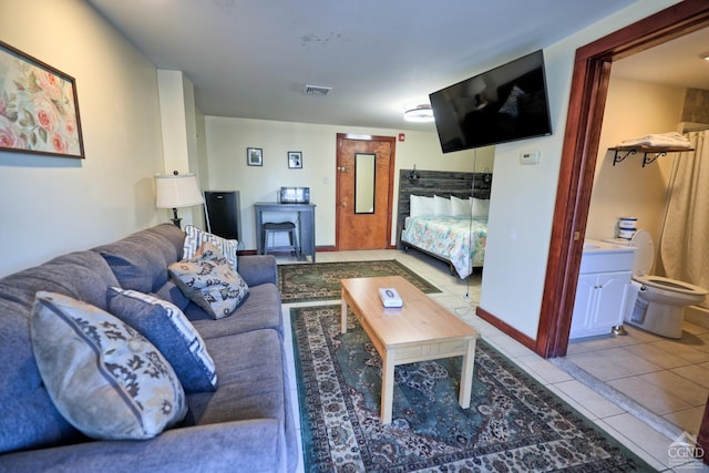 view of tiled living room