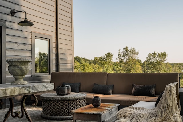 exterior space featuring an outdoor living space