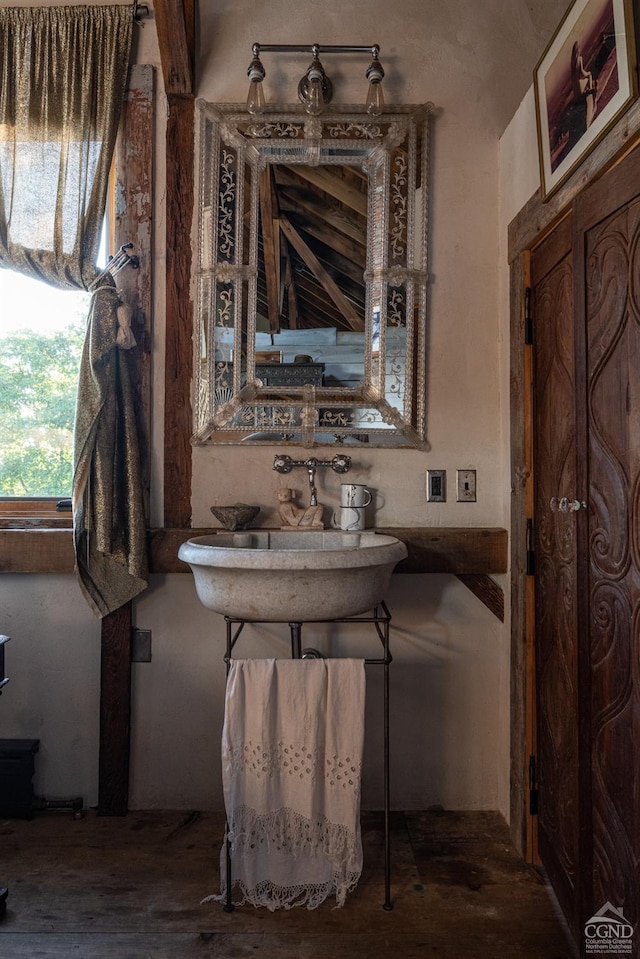 bathroom featuring hardwood / wood-style floors and sink