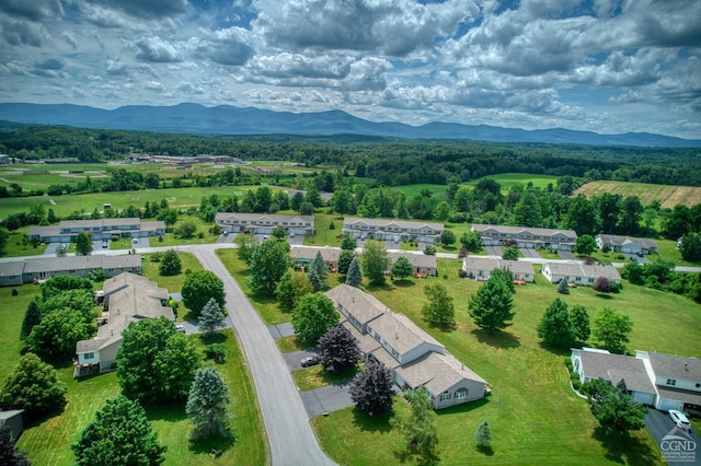 aerial view with a mountain view