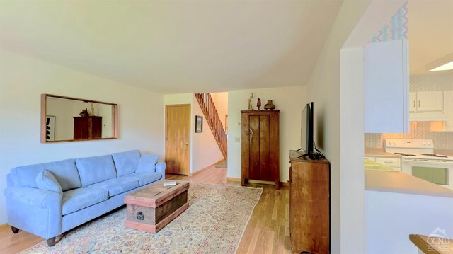 living room featuring light wood-type flooring