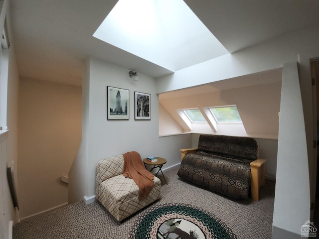 sitting room with carpet floors