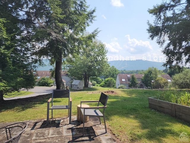 view of yard with a mountain view