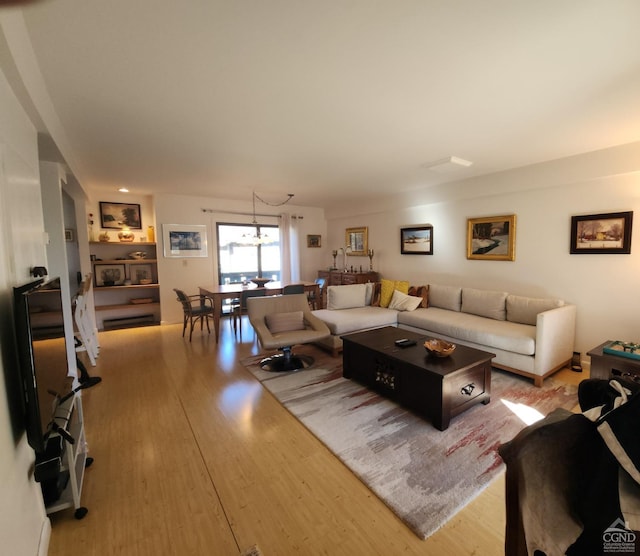 living room with light wood-type flooring