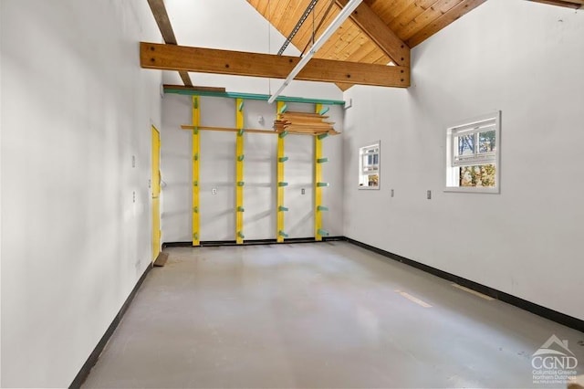 garage with wooden ceiling