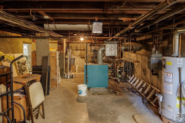 basement with water heater