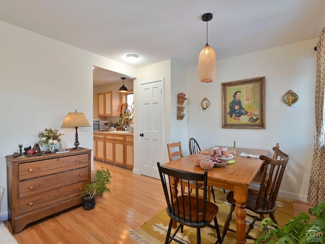 dining room with light hardwood / wood-style flooring