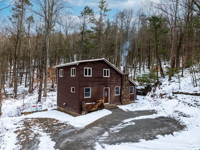 view of snow covered exterior