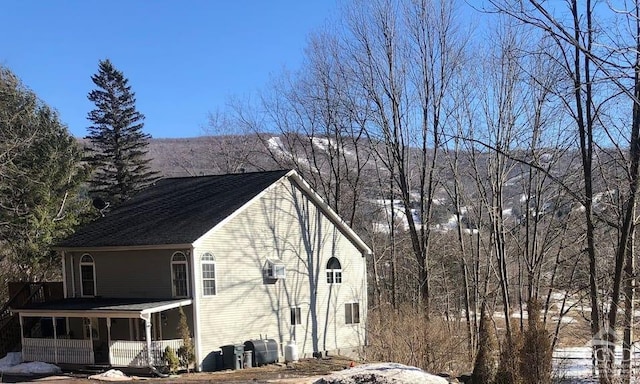 view of snow covered property