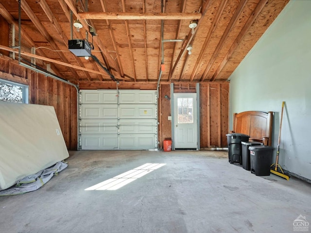 garage with a garage door opener