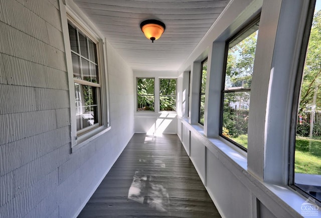 view of unfurnished sunroom