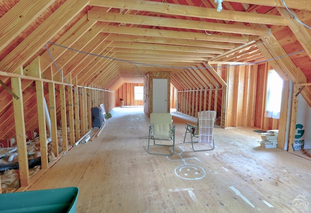 view of unfinished attic