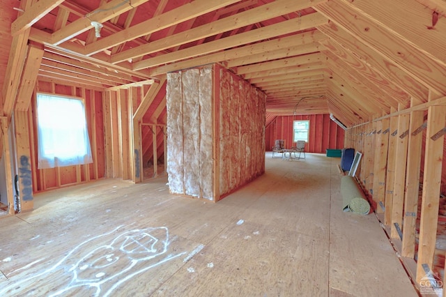 view of unfinished attic