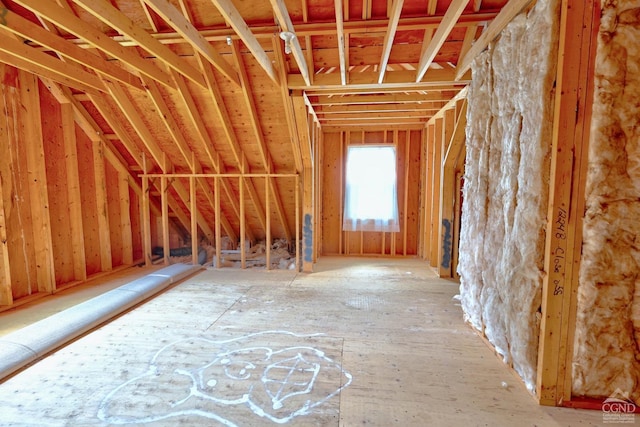 view of unfinished attic