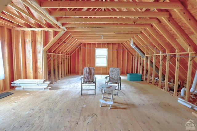 view of unfinished attic