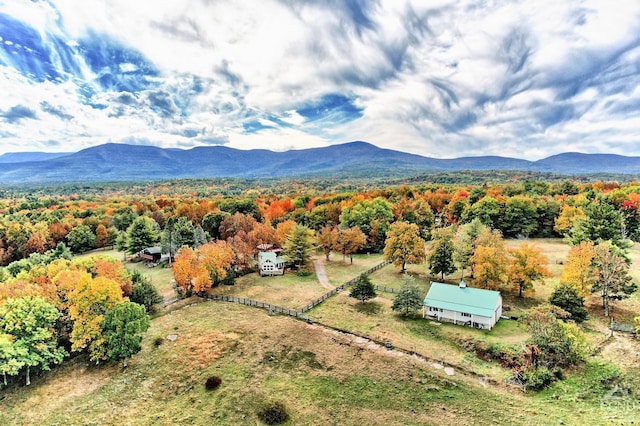 birds eye view of property featuring a mountain view