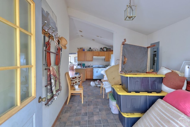 interior space featuring vaulted ceiling