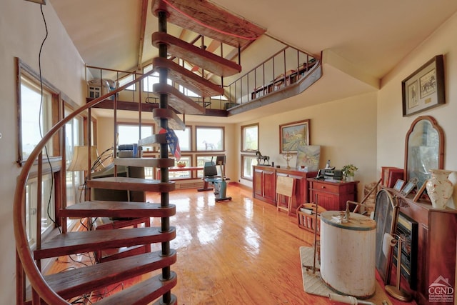 stairs featuring wood-type flooring