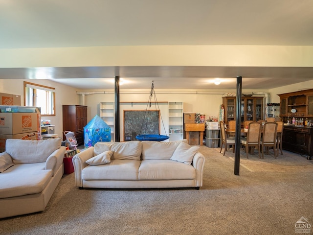 living room with carpet flooring