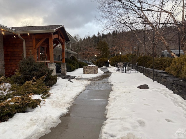 view of snow covered exterior