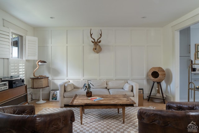 living room featuring light hardwood / wood-style floors